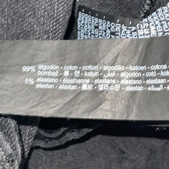 Zara‎ Womens Distressed Cutoff Jeans Stretch Whiskering Straight Leg Black 2 - Picture 8 of 11